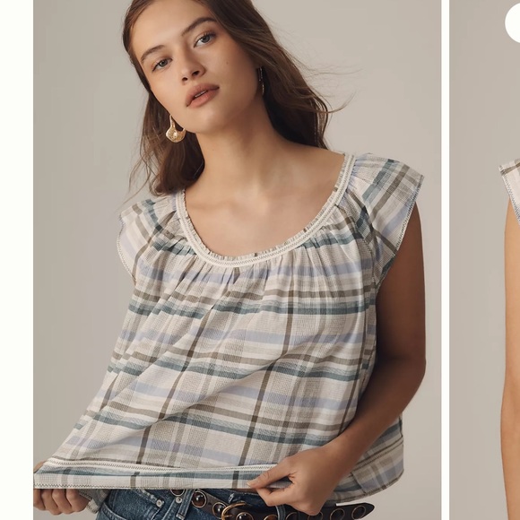Anthropologie Swing Tank Checkered/ Gingham Top - Picture 1 of 8